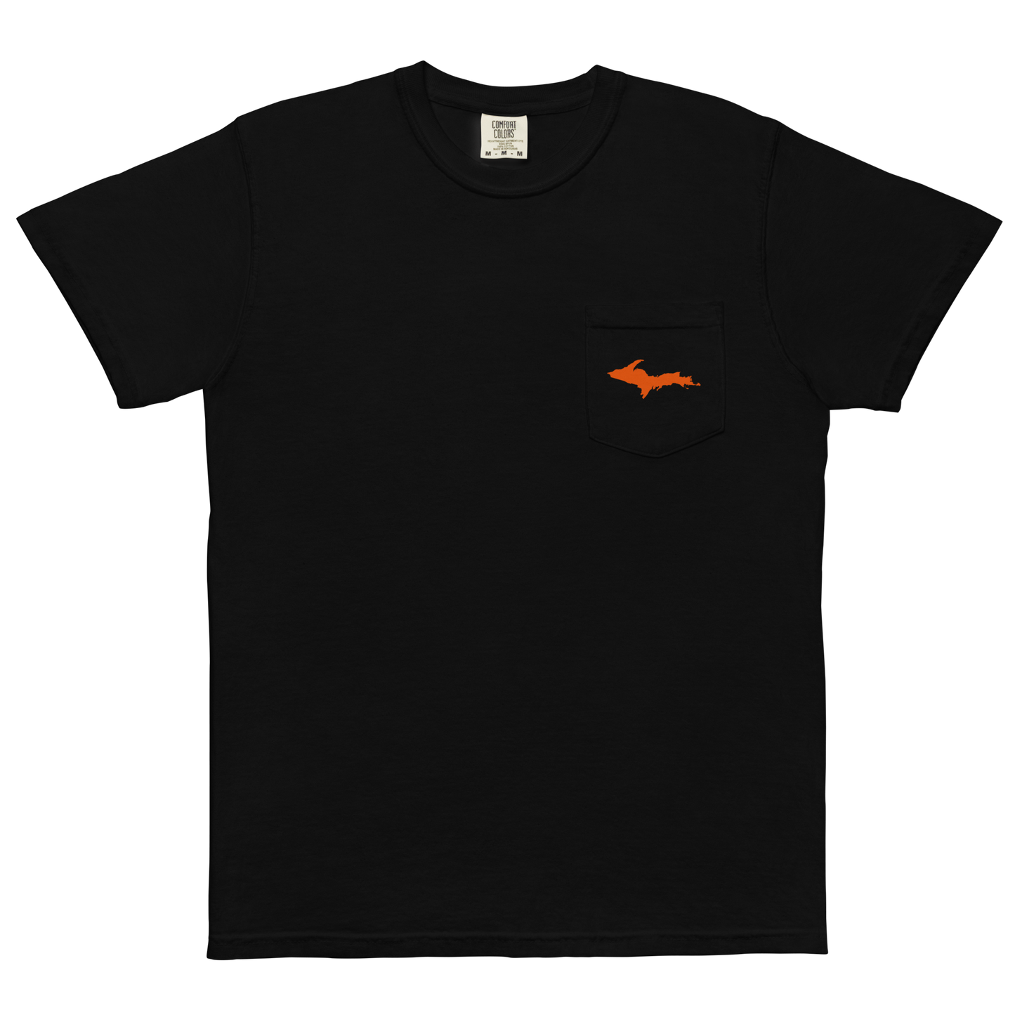 Michigan Upper Peninsula Pocket T-Shirt (w/ UP Orange Outline) | Garment Dyed