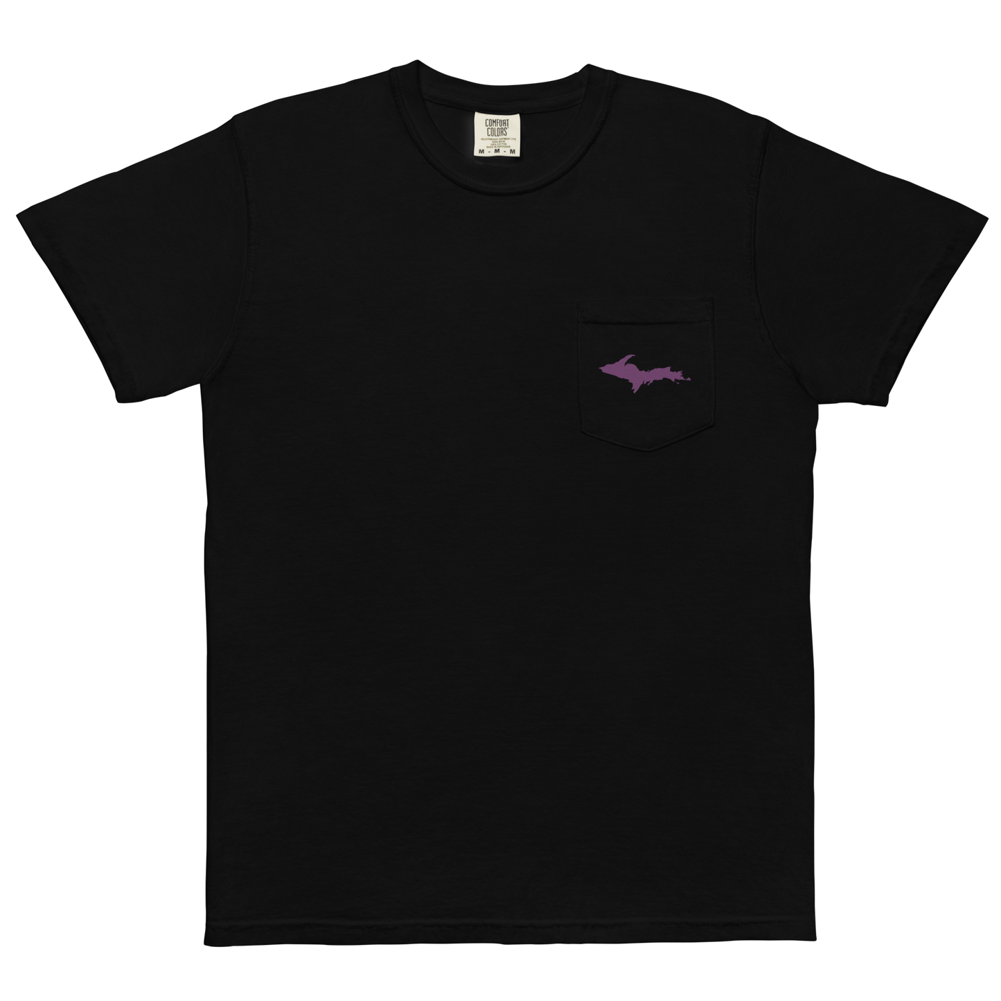 Michigan Upper Peninsula Pocket T-Shirt (w/ Plum UP Outline) | Garment Dyed