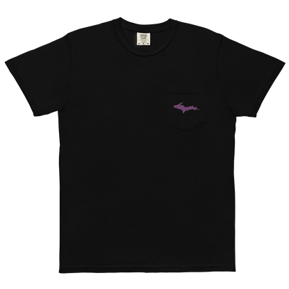 Michigan Upper Peninsula Pocket T-Shirt (w/ Plum UP Outline) | Garment Dyed