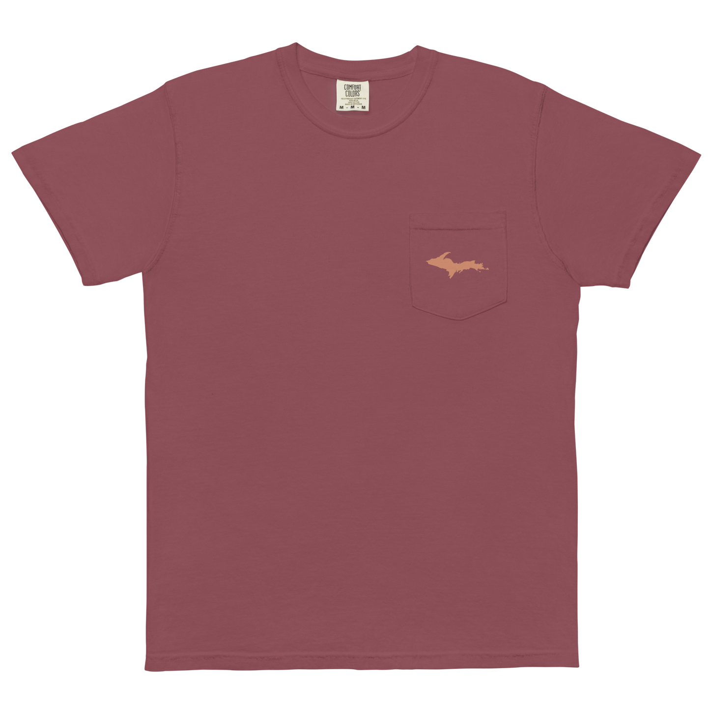 Michigan Upper Peninsula Pocket T-Shirt (w/ Copper UP Outline) | Garment Dyed