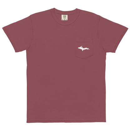 Michigan Upper Peninsula Pocket T-Shirt (w/ UP Outline) | Garment Dyed