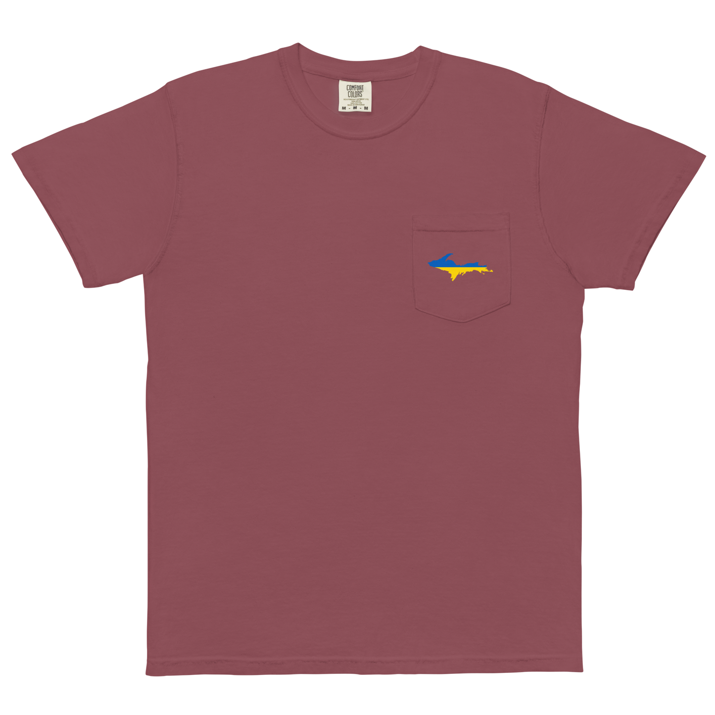 Michigan Upper Peninsula Pocket T-Shirt (w/ UP Ukraine Flag) | Garment Dyed