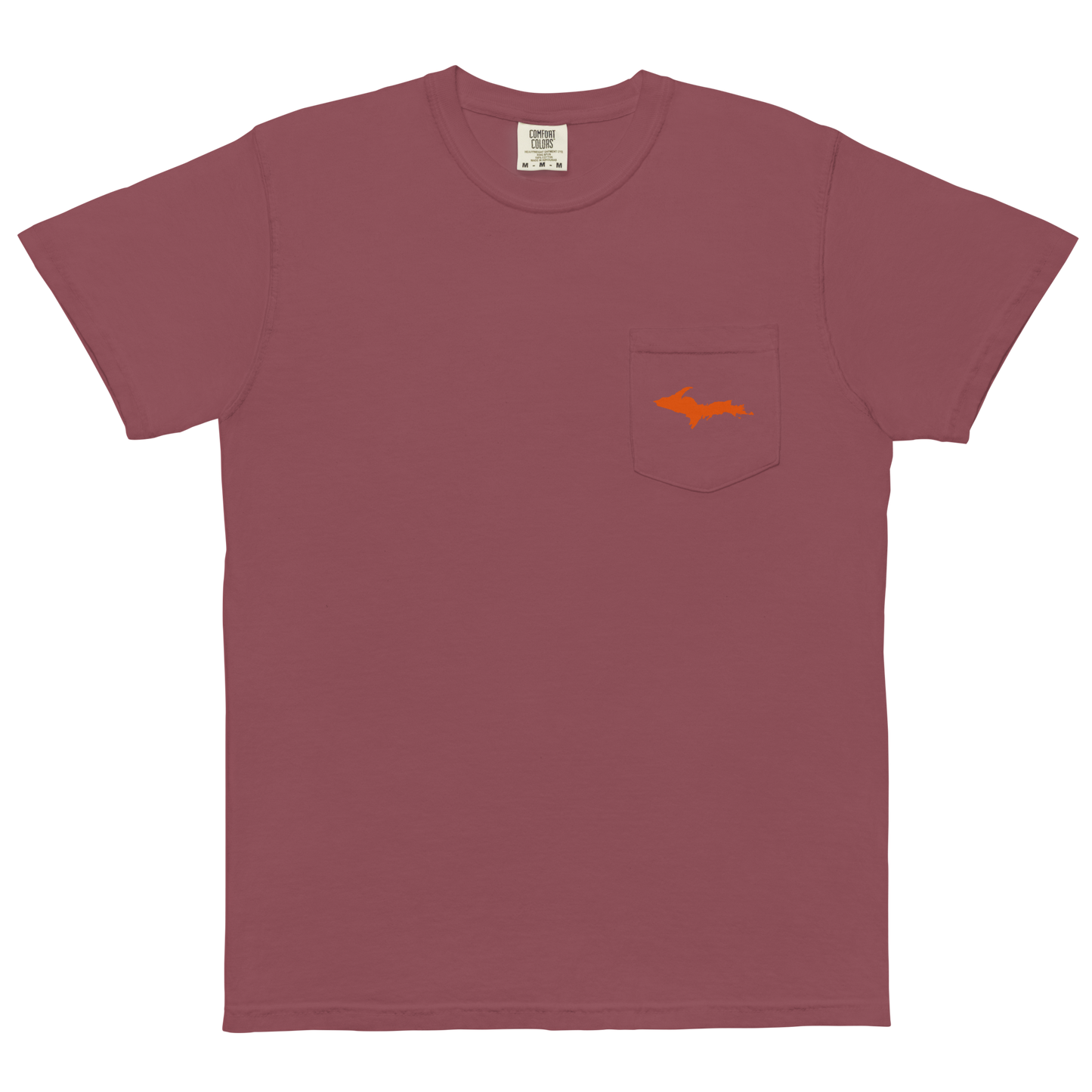 Michigan Upper Peninsula Pocket T-Shirt (w/ UP Orange Outline) | Garment Dyed