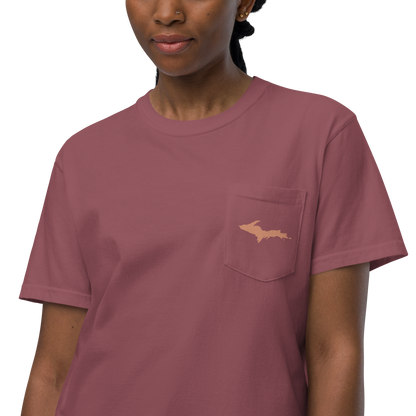 Michigan Upper Peninsula Pocket T-Shirt (w/ Copper UP Outline) | Garment Dyed