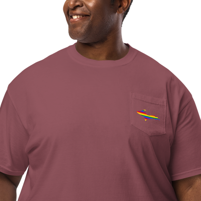 Michigan Upper Peninsula Pocket T-Shirt (w/ UP Rainbow Pride Flag) | Garment Dyed