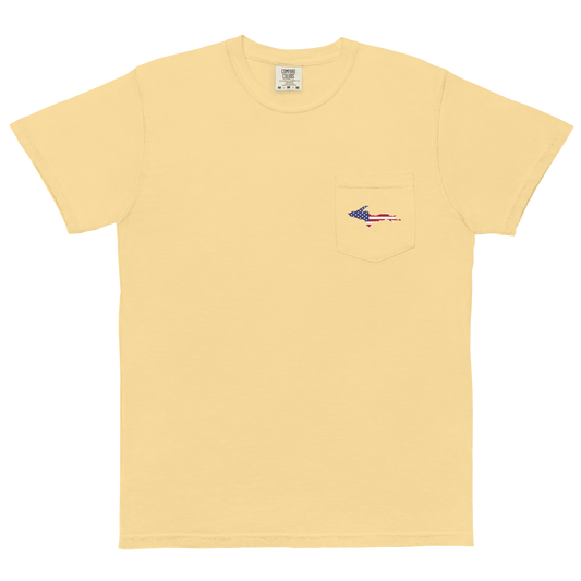 Michigan Upper Peninsula Pocket T-Shirt (w/ UP USA Flag) | Garment Dyed