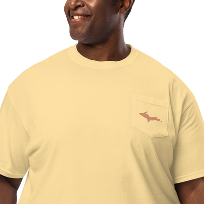 Michigan Upper Peninsula Pocket T-Shirt (w/ Copper UP Outline) | Garment Dyed