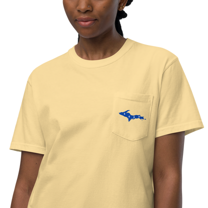 Michigan Upper Peninsula Pocket T-Shirt (w/ UP Quebec Flag) | Garment Dyed