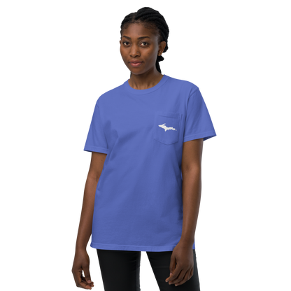 Michigan Upper Peninsula Pocket T-Shirt (w/ UP Outline) | Garment Dyed