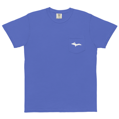 Michigan Upper Peninsula Pocket T-Shirt (w/ UP Outline) | Garment Dyed