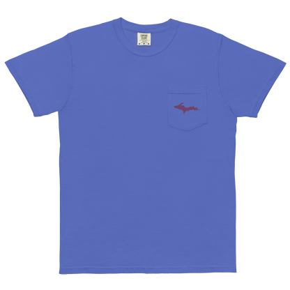 Michigan Upper Peninsula Pocket T-Shirt (w/ Plum UP Outline) | Garment Dyed