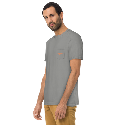 Michigan Upper Peninsula Pocket T-Shirt (w/ Copper UP Outline) | Garment Dyed