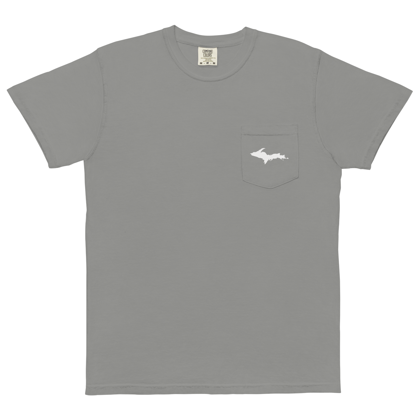 Michigan Upper Peninsula Pocket T-Shirt (w/ UP Outline) | Garment Dyed