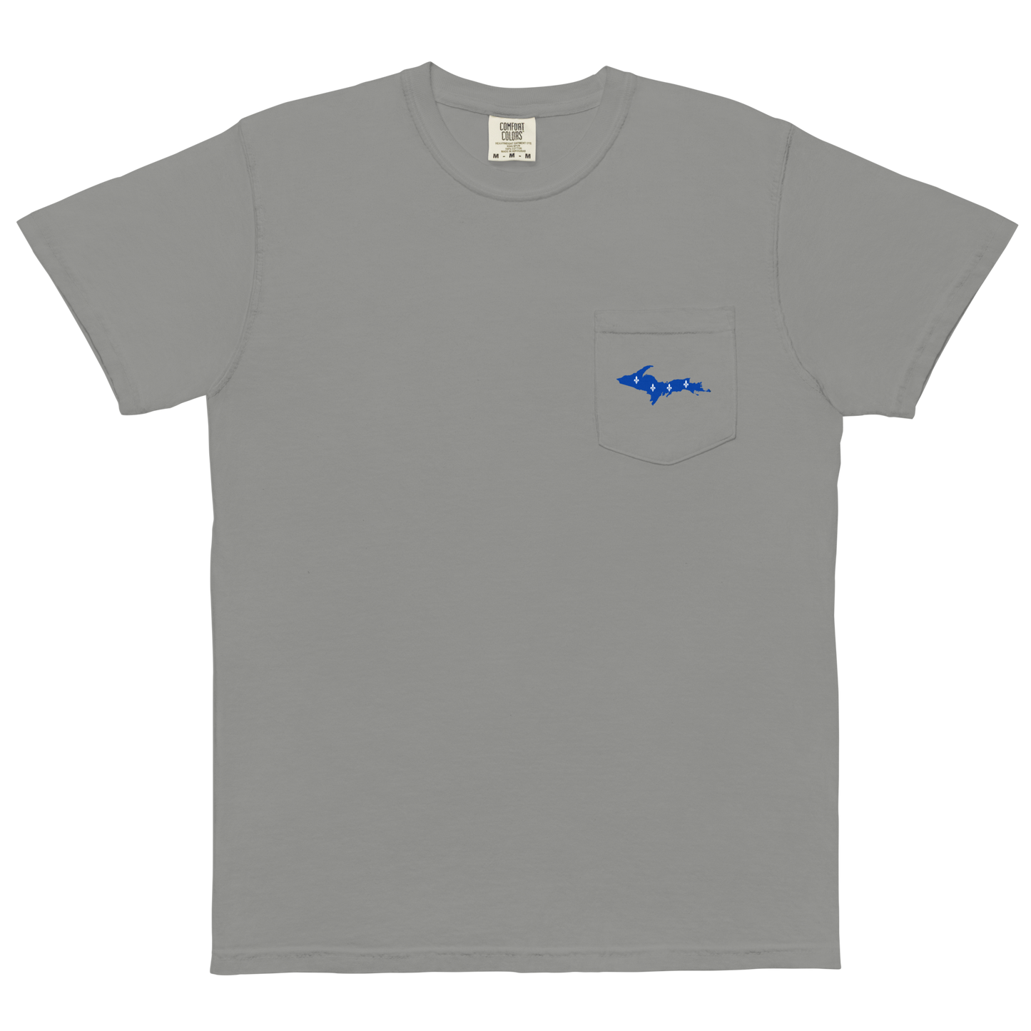 Michigan Upper Peninsula Pocket T-Shirt (w/ UP Quebec Flag) | Garment Dyed