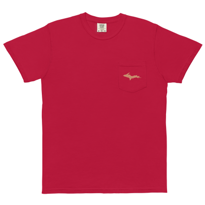 Michigan Upper Peninsula Pocket T-Shirt (w/ Copper UP Outline) | Garment Dyed