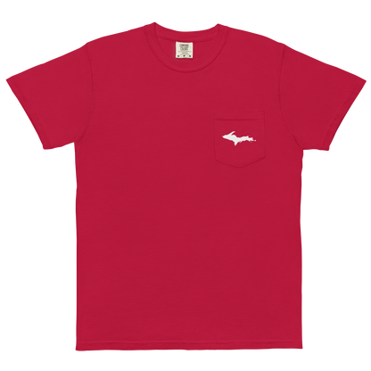 Michigan Upper Peninsula Pocket T-Shirt (w/ UP Outline) | Garment Dyed