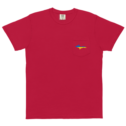 Michigan Upper Peninsula Pocket T-Shirt (w/ UP Ukraine Flag) | Garment Dyed