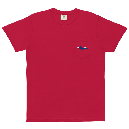 Michigan Upper Peninsula Pocket T-Shirt (w/ UP Finland Flag) | Garment Dyed