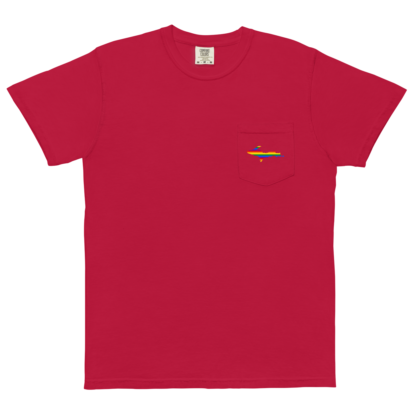 Michigan Upper Peninsula Pocket T-Shirt (w/ UP Rainbow Pride Flag) | Garment Dyed