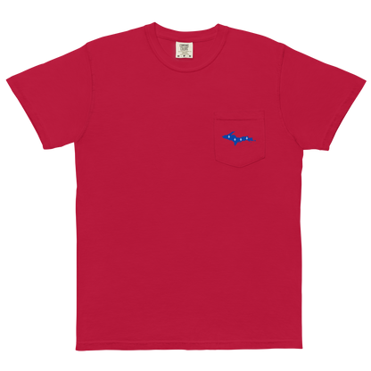 Michigan Upper Peninsula Pocket T-Shirt (w/ UP Quebec Flag) | Garment Dyed