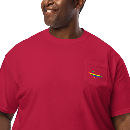 Michigan Upper Peninsula Pocket T-Shirt (w/ UP Rainbow Pride Flag) | Garment Dyed