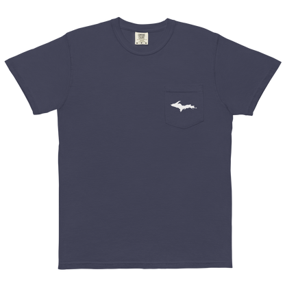 Michigan Upper Peninsula Pocket T-Shirt (w/ UP Outline) | Garment Dyed