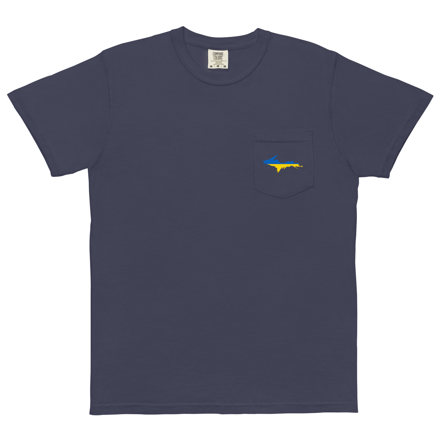 Michigan Upper Peninsula Pocket T-Shirt (w/ UP Ukraine Flag) | Garment Dyed