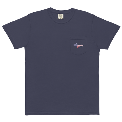 Michigan Upper Peninsula Pocket T-Shirt (w/ UP USA Flag) | Garment Dyed