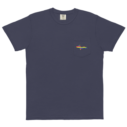 Michigan Upper Peninsula Pocket T-Shirt (w/ UP Rainbow Pride Flag) | Garment Dyed