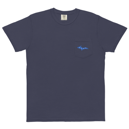 Michigan Upper Peninsula Pocket T-Shirt (w/ UP Quebec Flag) | Garment Dyed