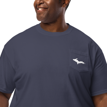 Michigan Upper Peninsula Pocket T-Shirt (w/ UP Outline) | Garment Dyed