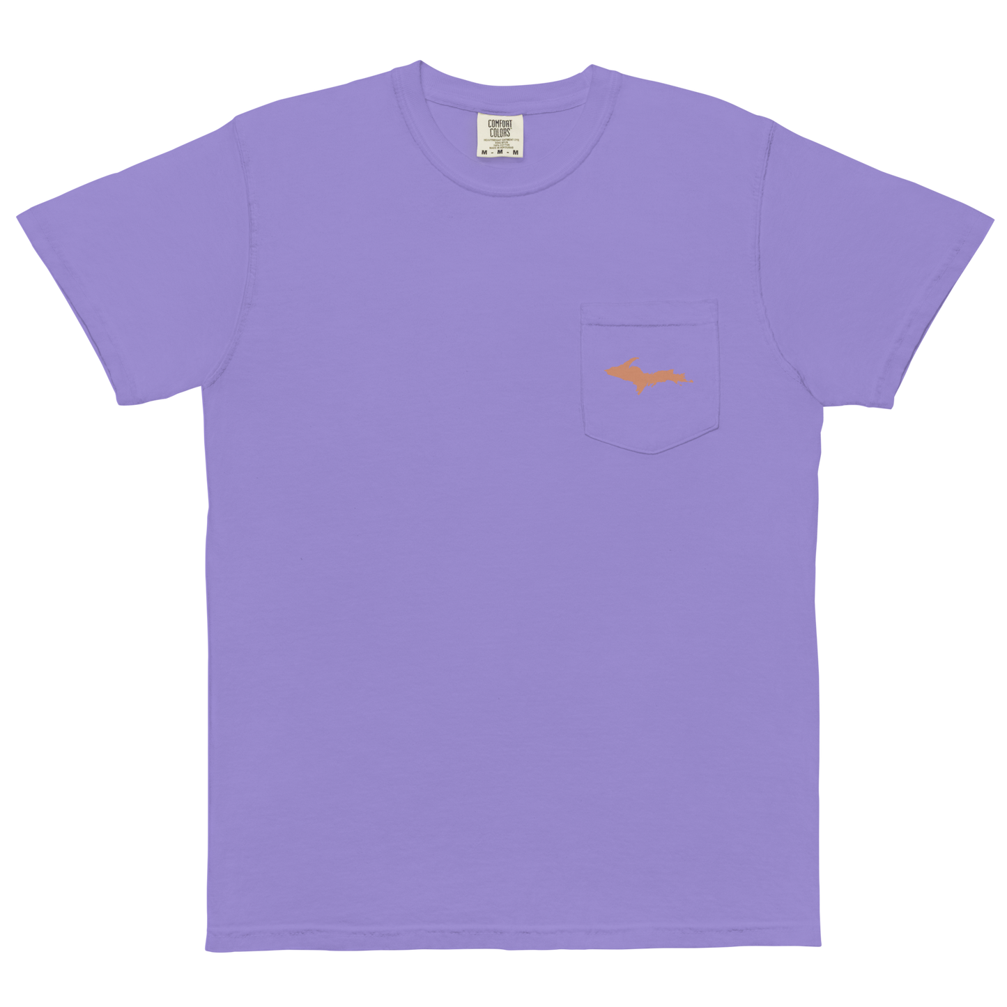 Michigan Upper Peninsula Pocket T-Shirt (w/ Copper UP Outline) | Garment Dyed