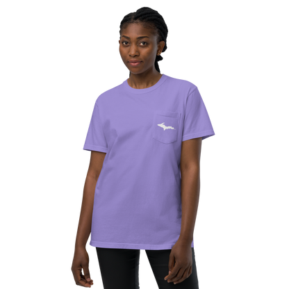 Michigan Upper Peninsula Pocket T-Shirt (w/ UP Outline) | Garment Dyed