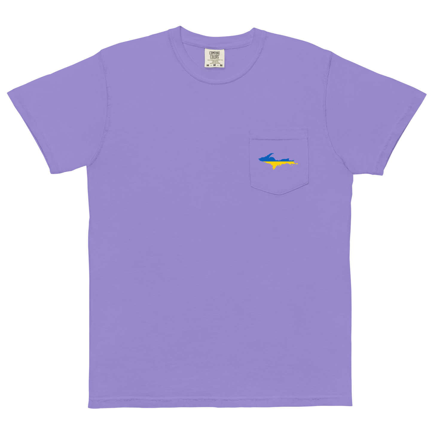 Michigan Upper Peninsula Pocket T-Shirt (w/ UP Ukraine Flag) | Garment Dyed