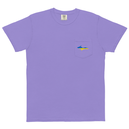 Michigan Upper Peninsula Pocket T-Shirt (w/ UP Ukraine Flag) | Garment Dyed