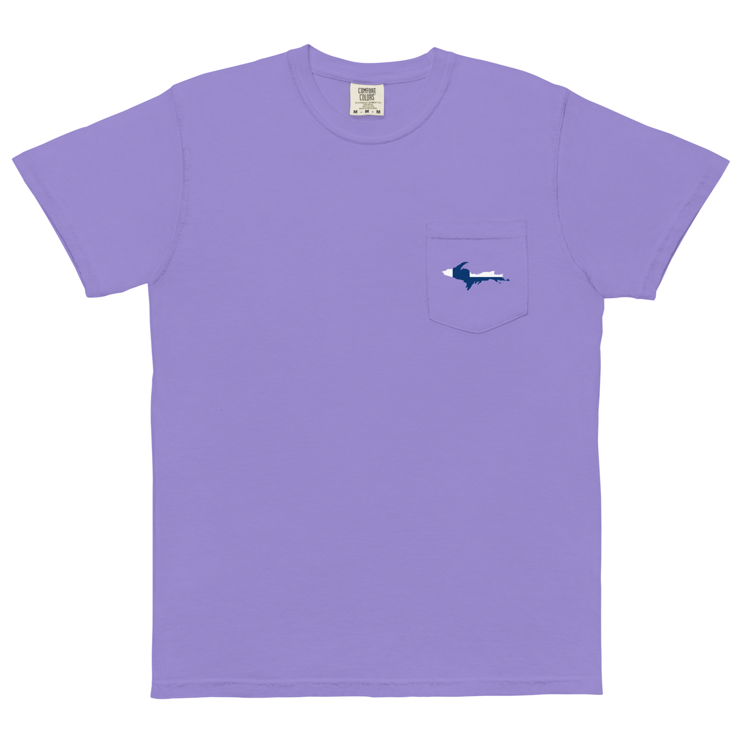 Michigan Upper Peninsula Pocket T-Shirt (w/ UP Finland Flag) | Garment Dyed