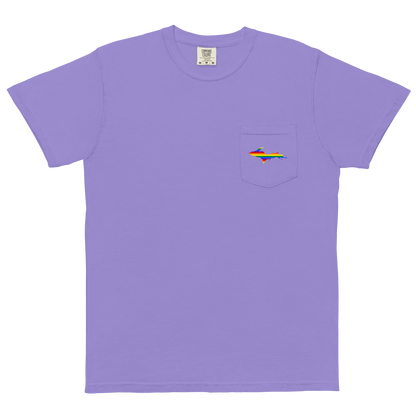 Michigan Upper Peninsula Pocket T-Shirt (w/ UP Rainbow Pride Flag) | Garment Dyed