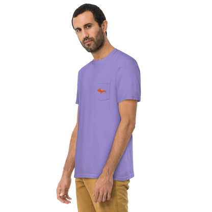 Michigan Upper Peninsula Pocket T-Shirt (w/ UP Orange Outline) | Garment Dyed