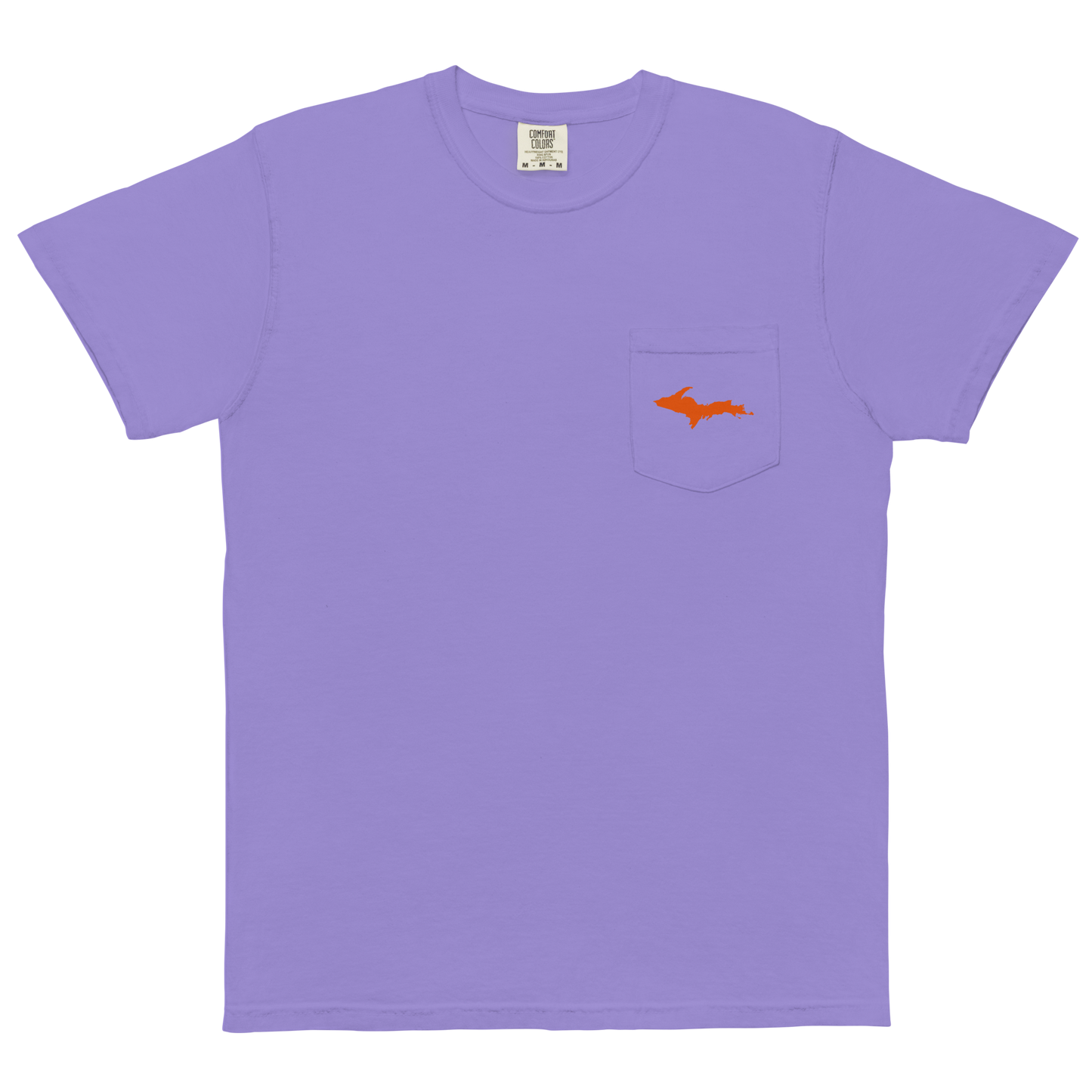 Michigan Upper Peninsula Pocket T-Shirt (w/ UP Orange Outline) | Garment Dyed