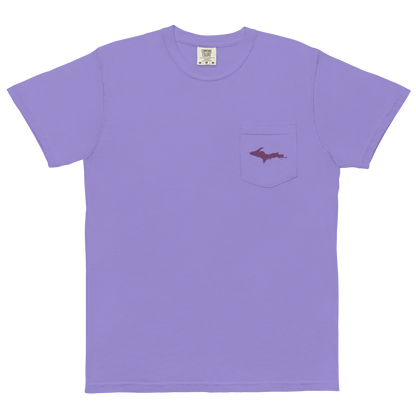 Michigan Upper Peninsula Pocket T-Shirt (w/ Plum UP Outline) | Garment Dyed