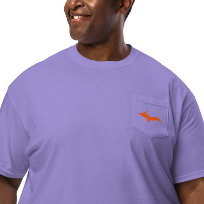 Michigan Upper Peninsula Pocket T-Shirt (w/ UP Orange Outline) | Garment Dyed