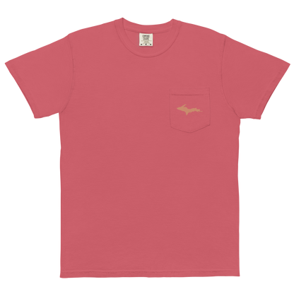 Michigan Upper Peninsula Pocket T-Shirt (w/ Copper UP Outline) | Garment Dyed