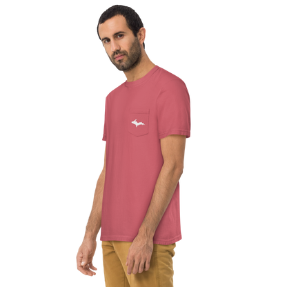 Michigan Upper Peninsula Pocket T-Shirt (w/ UP Outline) | Garment Dyed