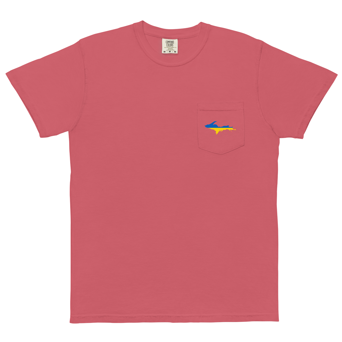 Michigan Upper Peninsula Pocket T-Shirt (w/ UP Ukraine Flag) | Garment Dyed