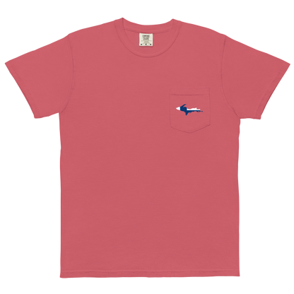 Michigan Upper Peninsula Pocket T-Shirt (w/ UP Finland Flag) | Garment Dyed