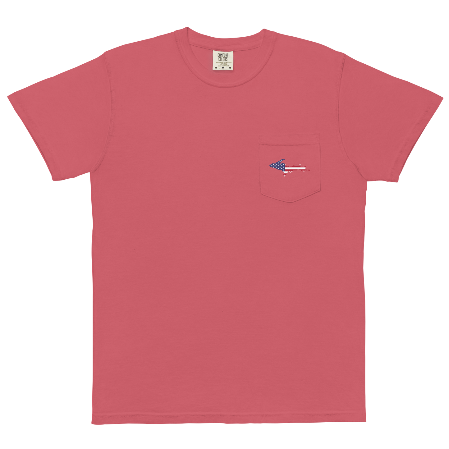 Michigan Upper Peninsula Pocket T-Shirt (w/ UP USA Flag) | Garment Dyed