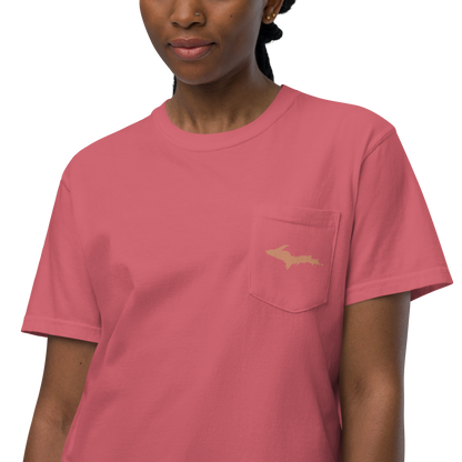 Michigan Upper Peninsula Pocket T-Shirt (w/ Copper UP Outline) | Garment Dyed