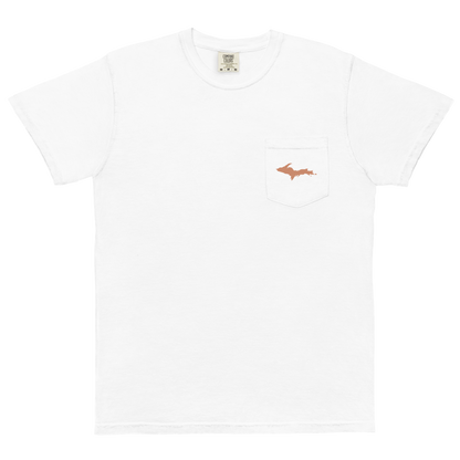 Michigan Upper Peninsula Pocket T-Shirt (w/ Copper UP Outline) | Garment Dyed