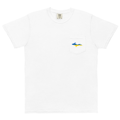 Michigan Upper Peninsula Pocket T-Shirt (w/ UP Ukraine Flag) | Garment Dyed