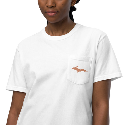 Michigan Upper Peninsula Pocket T-Shirt (w/ Copper UP Outline) | Garment Dyed